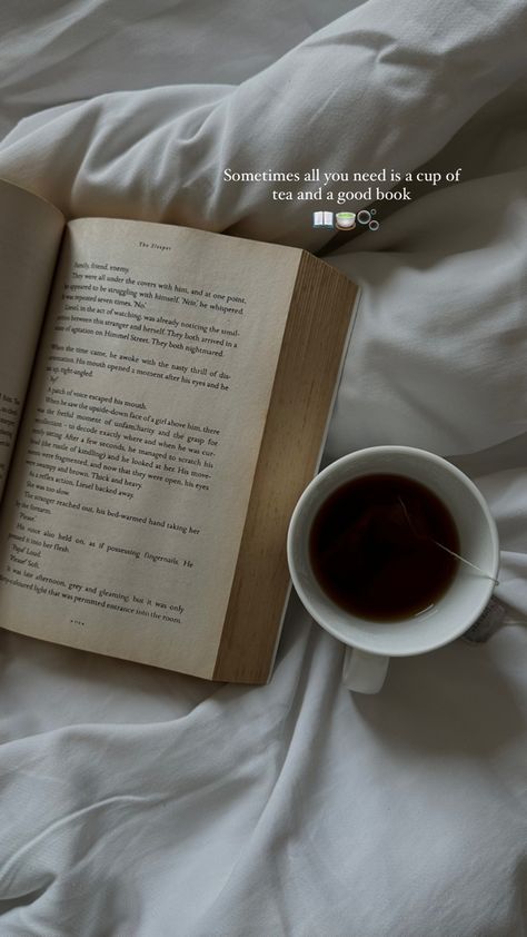 How To Take Asthetic Picture Of Book, Good Morning With Books, Book And Coffee Quotes, Tea Instagram Captions, A Cup Of Tea Aesthetic, Book Aesthetic Ig Story, Reading Aesthetic Instagram Story, Books Instagram Story Ideas, Book And Tea Aesthetic