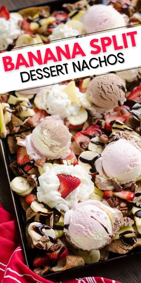 Nachos Dessert, Dessert Nachos Recipe, Cinnamon Sugar Chips, Pizza Desserts, Whipped Cream Chocolate, Tart Vegan, Pan Nachos, Dessert Nachos, Pizza Dessert