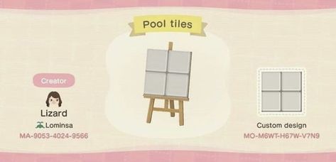 Acnh Pool, Pool Tiles, Animal Crossing Wild World, New Animal Crossing, Pool Tile, Coping Mechanisms, Animal Crossing, Tile, Custom Design