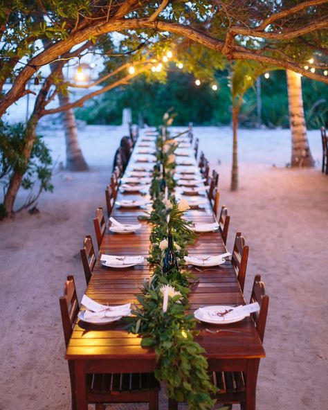 It doesn’t get any more intimate than this. Sand beneath your feet, the beautiful ocean at your back, and all your loved ones gathered around to celebrate.  Venue: @ajibelize  Planning & Florals: @dulcebelizeweddings Outdoor Wedding Reception Decorations, Boho Outdoor Wedding, Belize Wedding, Destination Wedding Weekend, String Lighting, Boho Outdoor, Natural Boho, Outdoor Wedding Reception, Beach Destination Wedding