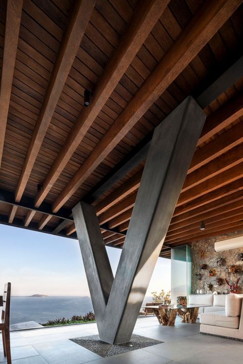 Casa Mishel by Zozaya Arquitectos Zihuatanejo Mexico, Ixtapa Zihuatanejo, Sea View House, Mexico Design, Ocean Grove, Door Number, Open Dining Room, Mexico Beach, Cultural Centre