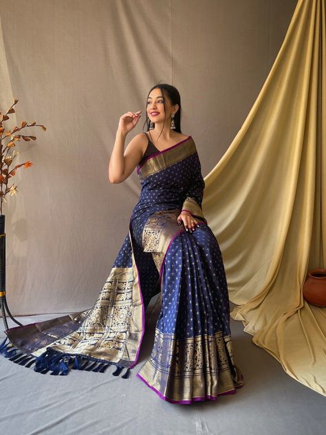 Order #SUHASINI HANDLOOM Saree @Rs 1325 on Whatsap 9619659727 
https://artistryc.in/festive-party-wear-copper-zari-kanjivaram-sarees-20-9-24/

SUPERB ANTIQUE WEAVING USED IN THESE HANDLOOM SAREES. HEAVY COPPER BIG JACQUARD WEAVING BORDER AND SMALL MOTIFS IN THE BODY. 

*CATALOG: #SUHASINI* 

BLOUSE : PLAIN WITH ZARI BORDER. 

SUBTLE SEVEN COLORS FOR THIS KANJEEVARAM LITT. 

Rs 1325 +Shipping Extra Saree Ruffle, Blouse Organza, Navy Blue Saree, Small Motifs, Saree Cotton, Blue Silk Saree, Saree Georgette, Sabyasachi Lehenga, Saree Style