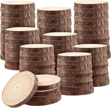 Amazon.com: SOUJAP 100Pcs 3.5-4 Inch Natural Wood Slices, Unfinished Wooden Slices with Tree Bark, Wood Log Discs Circles for DIY Crafts, Centerpieces Log Centerpieces, Wooden Table Decor, Wooden Slices, Wood Disc, Wood Logs, Tree Bark, Wood Slices, Raw Material, Amazon Art