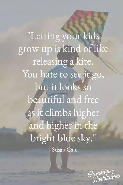 Letting your kids grow up is kind of like releasing a kite. You hate to see it go, but it looks so beautiful and free as it climbs higher and higher in the bright blue sky. Kids Growing Up Quotes, Grow Up Quotes, Grow Quotes, Kite Quotes, Wings Quotes, Saying Of The Day, Growing Up Quotes, Growing Quotes, Bright Blue Sky