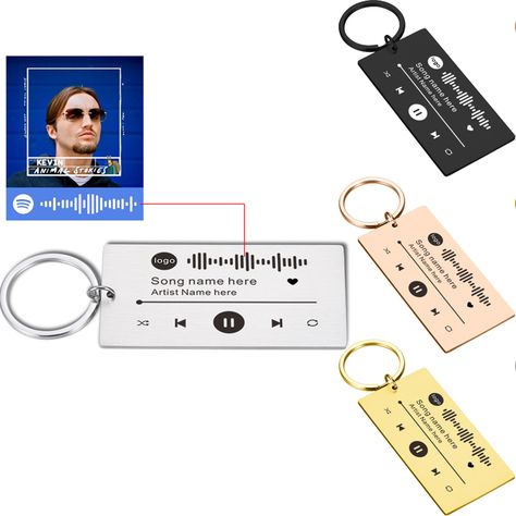 Personlized Stainless Steel Spotify Keyrings for Song Lover Custom Engrave Music Code Keychains Key Spotify Code Keychain, Song Lover, Personalised Keyrings, Spotify Code, Music Spotify, Song Artists, Diy Keychain, Music Lover, Artist Names