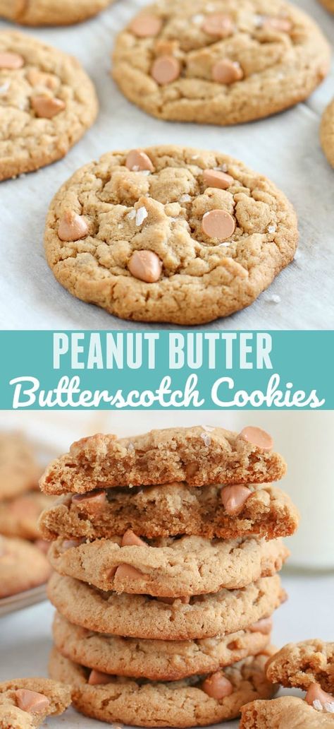 Peanut Butter Butterscotch Cookies, Cookies Butterscotch, Butterscotch Chip Cookies, Brownie Vegan, Celebrating Sweets, Healthy Peanut Butter Cookies, Soft Peanut Butter Cookies, Cookie Recipes From Scratch, Butterscotch Cookies