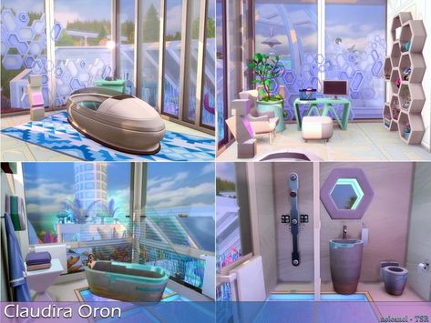 Futuristic House Interior, Futuristic Living Room, Futuristic House, The Sims 4 Lots, Sims 4 Cc Folder, Jungle Adventure, Tropical House, Sims 4 Build, Island Living