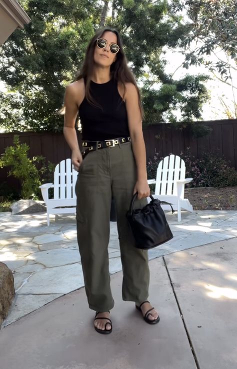 Summer Utility Style High-waisted Jeans, Summer High-waist Utility Cargo Jeans, Work Outfit Hot Weather, Summer Utility Style High-waisted Cargo Pants, Fall Utility Wide-leg Pants, Fall High-waist Utility Pants, Pretty Winter Outfits, Olive Pants, Wardrobe Makeover