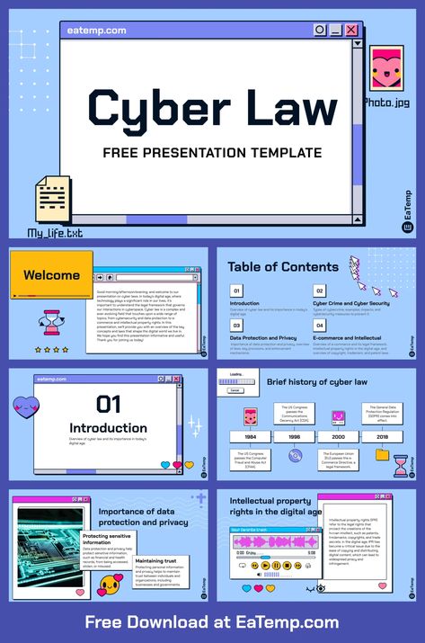 Cyber Law PPT Presentation - Free PowerPoint Templates, Google Slides, Figma Deck And Resume Powerpoint Design Education, Powerpoint Slide Designs Templates, Cute Google Slides Templates, Aesthetic Ppt Template, Powerpoint Design Free, Power Point Presentation Design, Canva Ppt Template, Canva Templates Free, Business Model Template