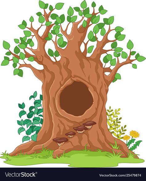 Old tree with hollow Royalty Free Vector Image Squirrel Vector, Tree Hollow, Old Tree, Png Images, White Background, Vector Images, Illustrator, Resolution