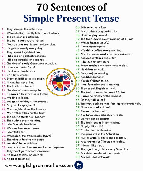 70 Sentences of Simple Present Tense to practice italian translation Simple Sentences In English, Simple Present Tense Story, Present Simple Sentences, Simple Present Tense Sentences, Reading Detective, 12 Tenses, Presente Simple, Tenses English, Detective Stories