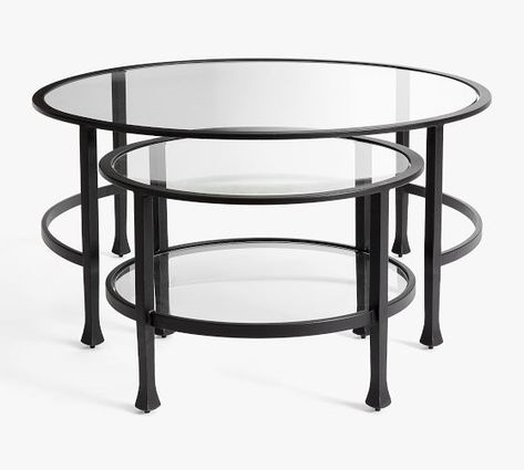 round coffee tables | Pottery Barn Metal Coffee Tables, Round Nesting Coffee Table, Coffee Table Pottery Barn, Round Nesting Coffee Tables, Nesting Coffee Table, Sophisticated Decor, Construction Crafts, Nesting Coffee Tables, Industrial Table