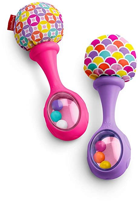 Fisher-Price Rattle 'n Rock Maracas, Pink/Purple Baby Girl Toys @Amazon.com Fisher Animal, Fabric Pom Poms, Baby Bath Seat, Fisher Price Baby, Newborn Toys, Purple Baby, Baby List, Bath Toys