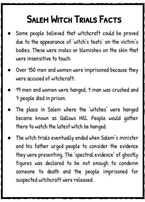 Witch History Facts, Salem Witch Trials Unit Study, Salem Witch Trials Facts, Witches In History, Witches Facts, History Of Witches, Gcse Drama, History Of Witchcraft, Witchcraft History