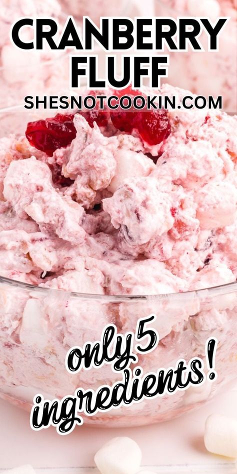 This 5-ingredient Cranberry Fluff Salad is a holiday classic that deserves at spot at your Thanksgiving and Christmas dinner table! Save this pin for later! Unique Holiday Recipes, Cranberry Fluff Salad, Pineapple Salad Recipes, Easy Pumpkin Dump Cake, Mouse Recipes, Holiday Dessert Recipes Easy, Lime Jello Salads, Cranberry Fluff, Fluff Salad Recipes