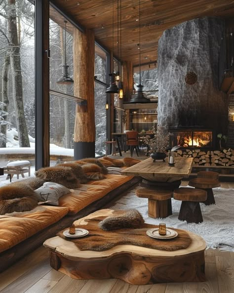 Rustic Lodge Interior, Ski Lodge Interior, Lodge Interior Design, Mountain Interiors, Casa Clean, A Frame Cabins, Cabin Living Room, Chalet Interior, Modern Mountain Home