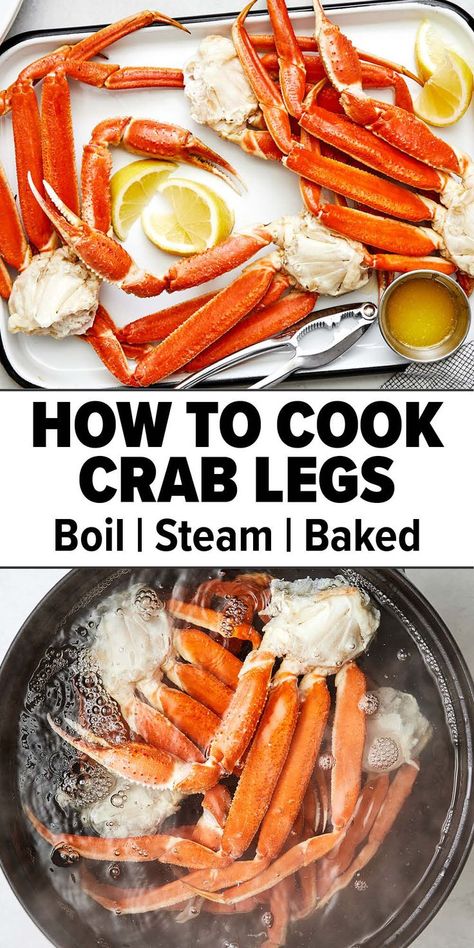 How to cook crab legs Cooking Crab Legs Boil, Crab Leg Recipes Boiled, Crab Legs Boil, Dungeness Crab Legs, Crab Boil Recipe, Steamed Crab Legs, Cooking Crab Legs, Cooking Crab, Crab Legs Recipe