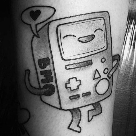 60 Adventure Time Tattoo Designs For Men - Animated Ink Ideas Finn Tattoo, Bmo Tattoo, Tatoo Adventure, Mum Tattoo, Adventure Time Tattoo, Cartoon Drawings Of People, Cartoon Drawings Of Animals, Cartoon Drawing Tutorial, Cartoon Character Tattoos