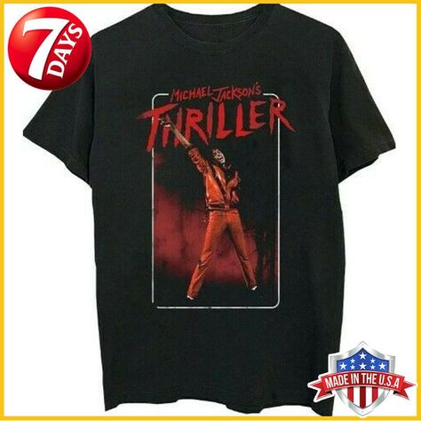 Michael Jackson Thriller Dance, Thriller Dance, Thriller Michael Jackson, Mens Black Shirt, Michael Jackson Thriller, King Of Pop, Red Suit, Band Shirt, Men's Graphic T Shirt