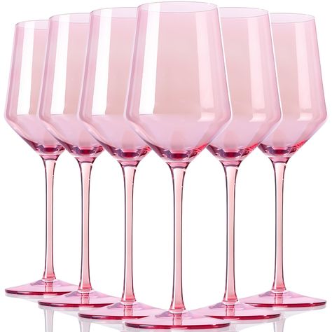 PRICES MAY VARY. 〖Farewell to monotony〗Beautiful and elegant pink wine glasses add a different flavor to your boring and monotonous wine tasting life. 〖Impressing everyone〗Novelty and pink wine glasses always make an impact and are a fun conversation piece during a wine tasting! 〖One person, One color〗You can assign each person a color of wine glass as their exclusive color, which is not only not confusing, but especially fun! 〖Lead-Free Crystal Glass〗Hand-blown 100% lead-free crystal glass is c Square Wine Glasses, Pink Drinking Glasses, Long Stem Wine Glasses, Unique Wine Glasses, Pink Wine Glasses, Glasses Unique, Dinner Party Wedding, Colored Wine Glasses, Valentine Table Decorations