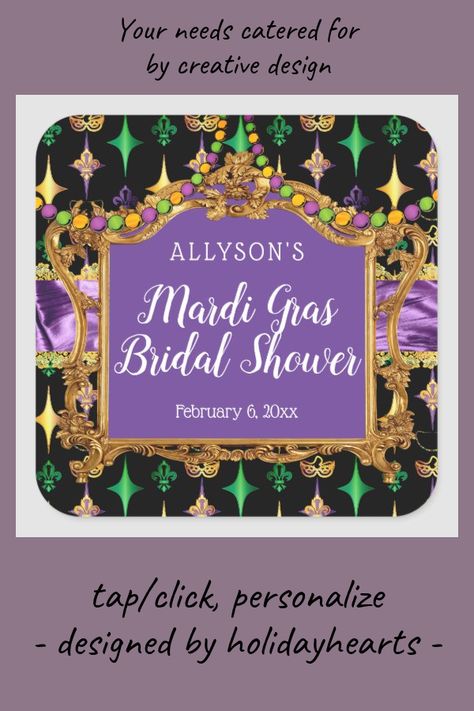 Mardi Gras Bridal Shower Ideas, David Bridal, Bridal Shower Banner, Bridal Shower Favor, Lingerie Shower, Lace Silk, Masquerade Party, Create Custom Stickers, Shower Design