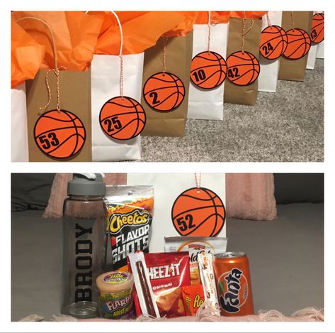 Basketball Favors Team Gifts, Basketball Gift Bags For Players, Basketball Team Gifts End Of Season, Basketball Tournament Ideas Team Gifts, Basketball Banquet Gifts, 8th Grade Night Basketball, 8th Grade Basketball Night Gifts, 8th Grade Night Basketball Gift Ideas, Senior Night Ideas Basketball