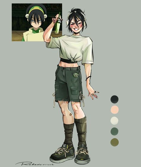 Avatar The Last Airbender Art Style, Mha Modern Au, Toph Beifong Fan Art Modern, Toph Beifong Fan Art, Corps Manga, Toph Fanart, Atla Oc, Tribe Fashion, Toph Beifong