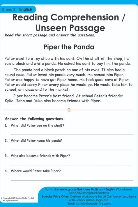 Comprehension passage for Class 3 CBSE / NCERT/ PYP syllabus will help students immensely with reading skills. Used by millions of students and teachers every day. Subscribe to www.grade1to6.com for just $25 a year to get 6000 plus Maths and English worksheets for Grade 1 to Grade 6 #mathworksheets #schoolprincipals #englishworksheets English Worksheets For Grade 1, Unseen Passage, Passage Comprehension, Speaking Activities English, Worksheets For Grade 1, English Grammar Test, Reading Fluency Passages, Passage Writing, Reading Comprehension For Kids