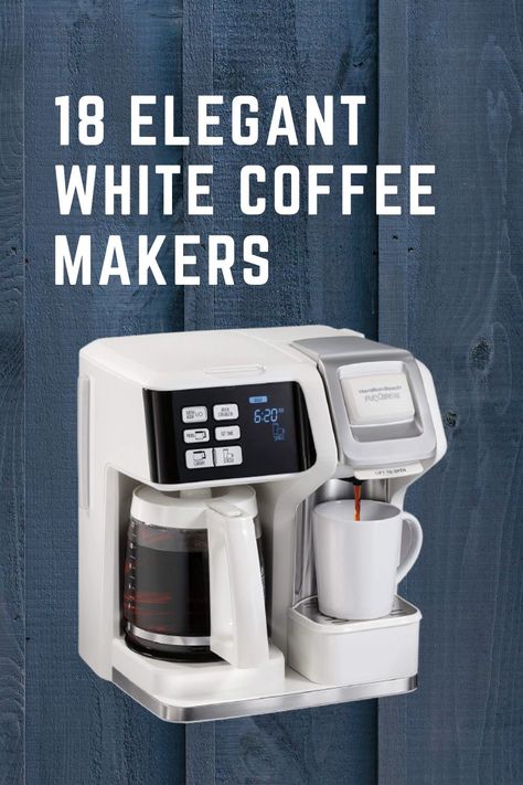 White coffee makers are fresh and positive and that’s how they will make you feel when you see them each morning. They will accent your kitchen with additional simplicity and cleanliness. White is the color of sincerity, light, and brilliance. Bringing that color into your kitchen will definitely brighten up your home. Since you’re going to look at your coffee maker on a daily basis make sure it’s not a boring black or stainless steel but instead a color that you enjoy seeing. #coffee White Coffee Maker On Counter, White Coffee Maker, Stainless Steel Coffee Maker, Ninja Coffee, Coffee History, Coffee Facts, Best Coffee Maker, Coffee Talk, Homemade Coffee