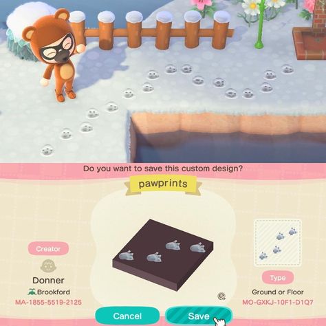 Animal Crossing New Horizons’s Instagram photo: “I have the cutest design for you guys🐾 Created by realmcdonners on Twitter! Follow @crossinginspiration for daily inspo✨” Snow Pattern Acnh, Acnh Winter Ground Codes, Winter Paths Animal Crossing, Snowy Brick Path Animal Crossing, Snowy Path Animal Crossing, Acnh Holiday Design, Christmas Animal Crossing Codes, Animal Crossing Winter Codes, Winter Acnh Codes