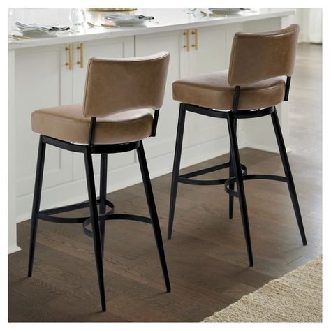 Kellan Low Back Swivel Bar & Counter Stool Dining Room Pantry, Gray Counter, Metal Counter Stools, High Bar Stools, Leather Counter Stools, Kitchen Remodel Inspiration, Bar Stools With Backs, Swivel Counter Stools, Back Bar