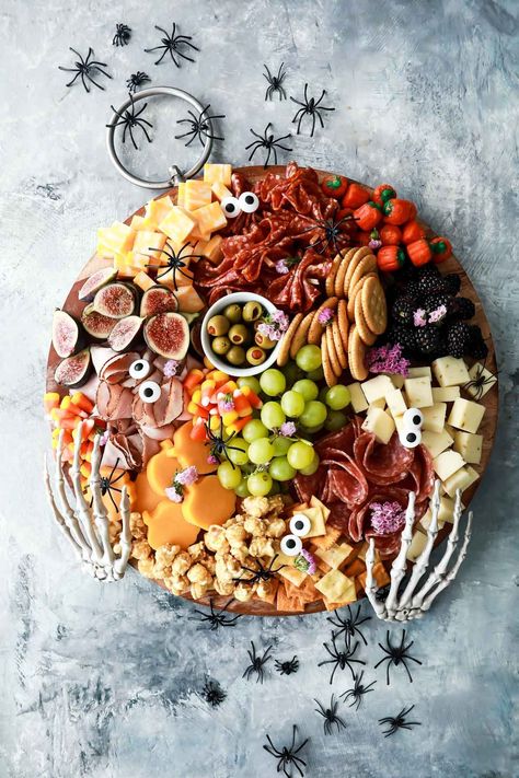 Halloween Charcuterie Board - Culinary Hill Pumpkin Sausage, Halloween Charcuterie Board, Halloween Tea Party, Halloween Charcuterie, Kid Friendly Snack, Snack Craving, Baking Basics, Cheese Snacks, Snack Board