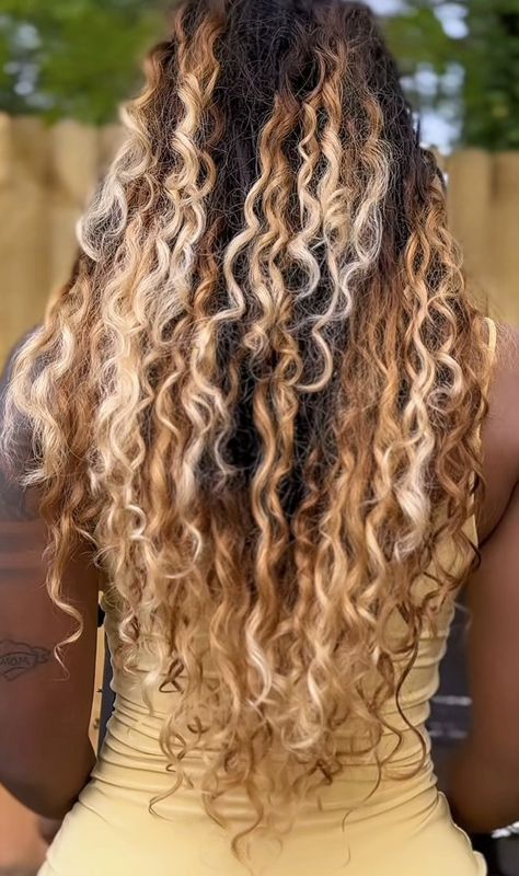 Blonde Ombre Curly Hair, Goddess Braids Ombre Blonde, Brown To Blonde Ombre Curly Hair, Blonde Tree Braids, Blonde Ombre Curly Hair Natural Curls, Beauty Journal, Curly Crochet Hair Styles, Cornrows Braids, Blonde Ombre