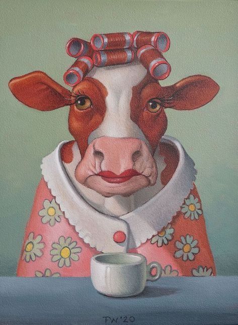 Cow Drawing, Funny Artwork, Lazy Sunday Morning, Animal Portraits Art, Canvas Painting Designs, Cow Art, A Cow, Lazy Sunday, Naive Art