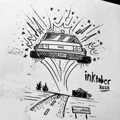 @inktober Day 18 : Drive - #ink #inktober #inktober2024 #inktober2024drive #inktoberdrive #drive #backtothefuture #delorean #timemachine #inkillustration #fanart #sketch #sketchbook #journal #artjournal #80s #scifi Future Illustration, Fanart Sketch, Sketchbook Journal, Ink Illustrations, Back To The Future, To The Future, Art Journal, The Future, Sci Fi