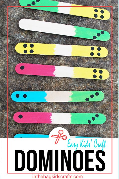 Diy Dominoes, Quick Kids Crafts, Cheap Kids Crafts, Domino Crafts, Popsicle Stick Art, Popsicle Stick Crafts For Kids, School Age Activities, Game Diy, Paper Plate Crafts For Kids