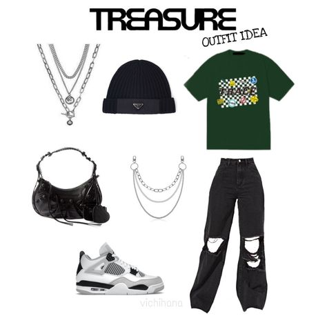 Treasure Inspired Outfits, Treasure Concert Outfit, Trace Treasure, Concert Ootd, Treasure Maker, Fashion Airport, Kpop Concert Outfit, Concert Fit, Kpop Concert