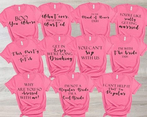 Mean Girls Party Theme Ideas, Mean Girls Birthday Party Theme, Mean Girls Bachelorette Party, Batchlorette Party, Cruise Bachelorette Party, Mean Girls Shirts, Bridal Party Shirts Bachelorette, Bridgerton Party, Mean Girls Party