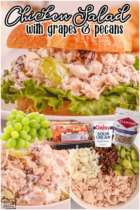 Chicken Salad With Fruit Recipe, Salad With Nuts, Classic Chicken Salad Recipe, Salad Meals, Classic Chicken Salad, Salad With Grapes, Chicken Salad With Grapes, Rotisserie Chicken Salad, Pecan Chicken Salads