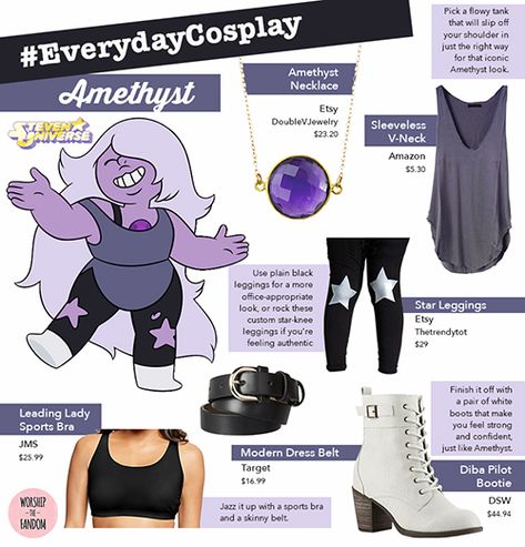 Steven Universe Cosplay Diy, Steven Universe Amethyst Cosplay, Amethyst Costume, Steven Universe Halloween, Steven Universe Costume, Amethyst Cosplay, Steven Universe Cosplay, Gray Wig, Perla Steven Universe