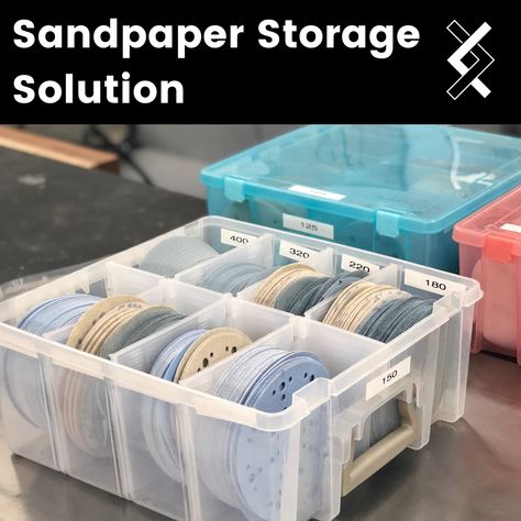 Sandpaper Organizer Diy, Sand Paper Organizer, Diy Sandpaper Storage, Organize Sandpaper, Sanding Disc Storage, Sandpaper Storage Ideas, Sand Paper Storage Ideas, Sandpaper Organizer, Blacktail Studio