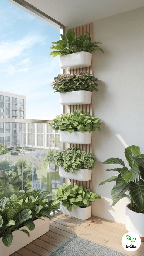 25 Creative Vertical Planter Ideas (Updated 2024) - EcoCation Vertical Planter Ideas, Urban Planters, Diy Vertical Garden, Stackable Planters, Living Wall Planter, Pallet Planters, Modern Parisian, Balcony Planters, Vertical Wall Planters