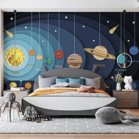 This Wallpaper item by WALLPAPERroom has 4 favorites from Etsy shoppers. Ships from Ukraine. Listed on Jun 2, 2023 Bedroom Ideas For 10 Year Boy, Space Theme Kids Room, Planets Mural, Boys Bedroom Decor Ideas For Kids, Children’s Bedroom, Boys Room Space Theme, Space Boys Bedroom, Space Bedroom Boys, Kids Room Space Theme