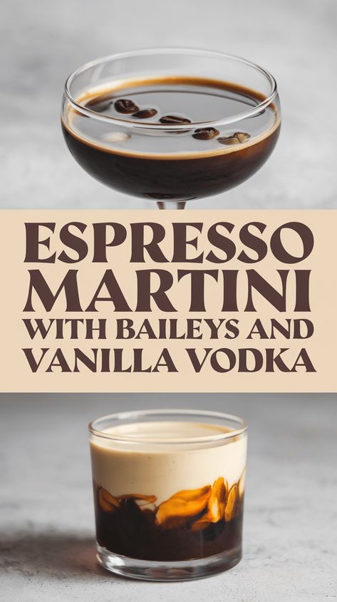 Espresso Martini with Baileys and Vanilla Vodka: Easy Recipe for Coffee Lovers Espresso Martini Vanilla Vodka, Vanilla Espresso Martini, Perfect Espresso Martini, Expressing Martini, Espresso Martini With Baileys, Expresso Martinis, Creamy Espresso Martini, Martini With Baileys, Easy Espresso Martini