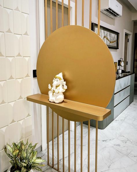 Welcome positivity into your home with a beautifully designed space for Ganesha at the entrance. Where elegance meets devotion. ✨✨ Happy Ganesh Chaturthi!! #interiordesign #interiors #ganesha #design #art #partitions #livingroom #luxury #luxurydesign #ica #luxuryhomes #follow #instagram #instagood #instadaily #photooftheday #designer #love #homeinspo #interiordecor #beautiful #decor #lifestyle Entrance Ganpati Design, Ganesha Entrance Decor, Ganesha At Home Entrance, Ganesha Entryway Decor, Ganesh On Glass Door, Happy Ganesh Chaturthi, Ganesha, Luxury Design, Entrance