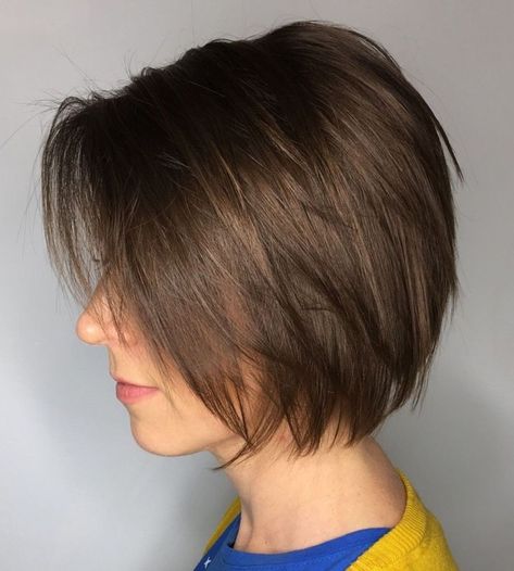 Layered Brown Bob For Fine Hair Thin Straight Hair, Cute Short Haircuts, Short Brown Hair, Layered Bob Hairstyles, Short Layered Haircuts, Bob Hairstyles For Fine Hair, Short Straight Hair, Short Bob Haircuts, Long Bob Hairstyles