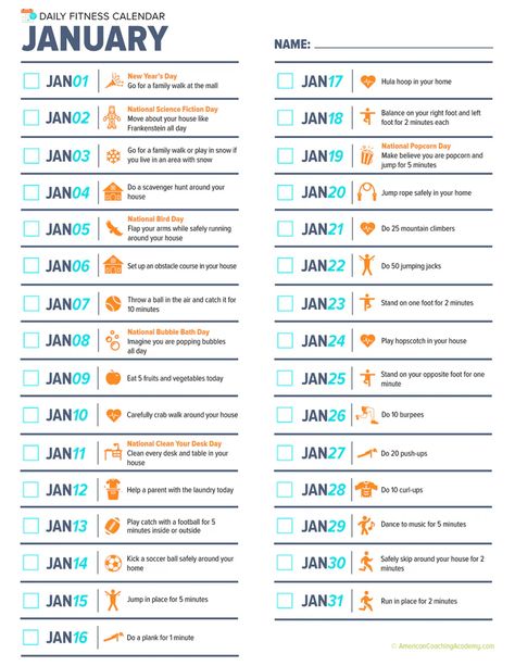 January January Fitness Challenge, January Workouts, Fitness Calendar, Elementary Pe, Pe Ideas, Running Day, Pe Teachers, Today Calendar, Workout Calendar