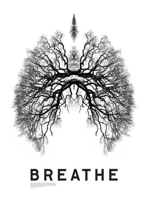 Breathe Poster - Matt Willey | "Forests are the lungs of the earth... " A poster produced to raise awareness of the destruction of the Amazon rainforest for the  Rainforest Action Network (RAN). The project was a collaboration with photographer Giles Revell. Blink 182 Nurse, Blink 182 Nurse Costume, Matt Willey, Pilates Benefits, Visual Metaphor, New York Times Magazine, Amazon Rainforest, The Hundreds, Lungs