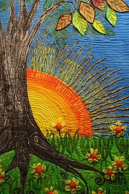 Landscape Art Quilts, Appliqué Quilts, Landscape Quilt, Quilt Modernen, Fabric Postcards, Spring Blossoms, Landscape Quilts, Picture Quilts, Tree Quilt