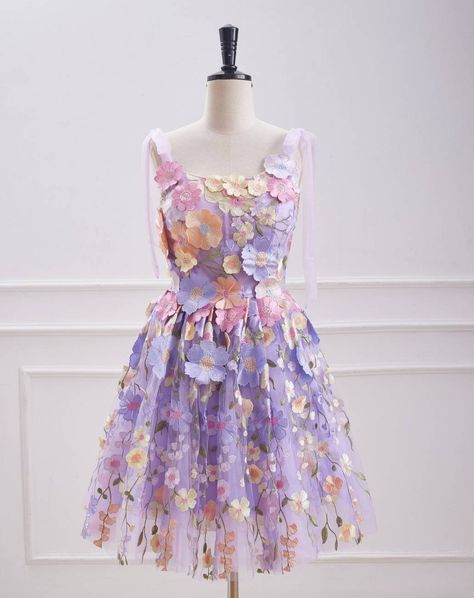 Light Purple Homecoming Dress, Purple Homecoming, Purple Homecoming Dress, Dress With Flowers, Hoco Dress, Lavender Floral, Floral Short, Hoco Dresses, Homecoming Dress